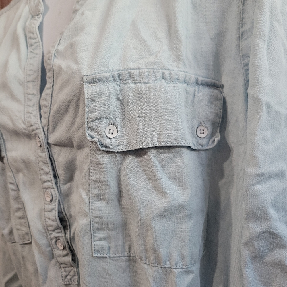 GAP Light Blue Button Up Workwear Style Dress Cinched Waist | Size Medium - Picture 3 of 12